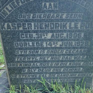 ROUX Kasper Hendrik, le 1906-1929