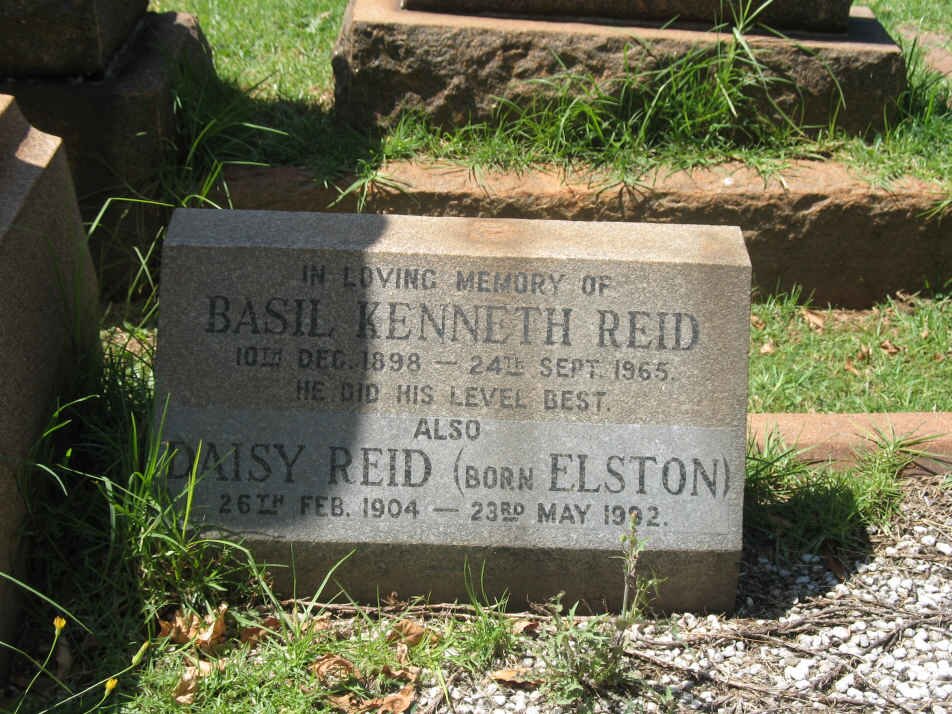 REID Basil Kenneth 1898-1965 &amp; Daisy ELSTON 1904-1992