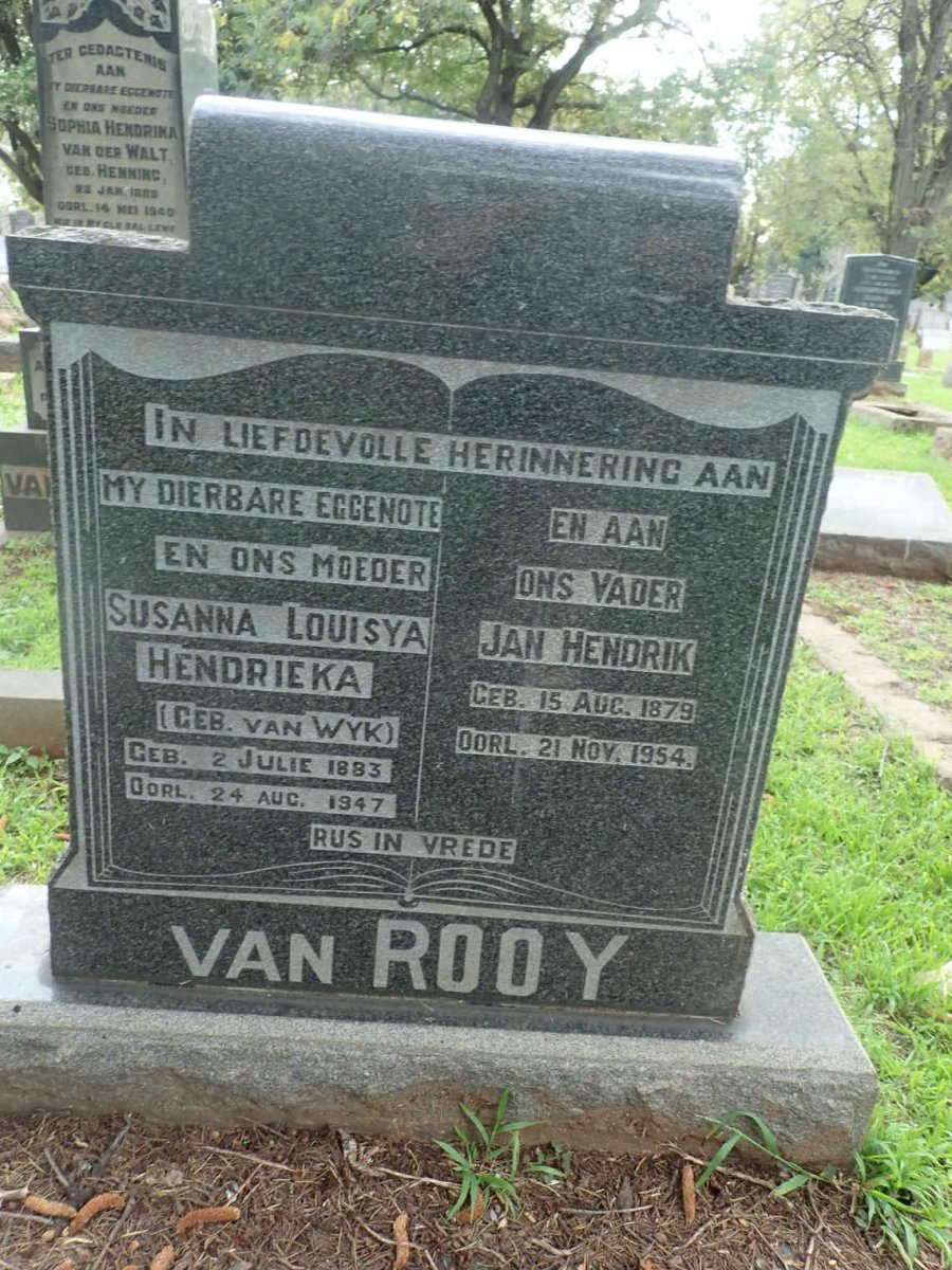 ROOY Jan Hendrik, van 1879-1954 &amp; Susanna Louisya Hendrieka VAN WYK 1883-1947