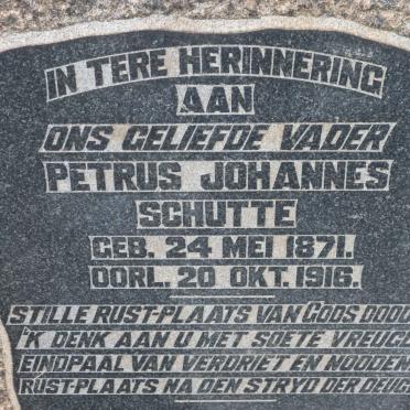 SCHUTTE Petrus Johannes 1871-1916