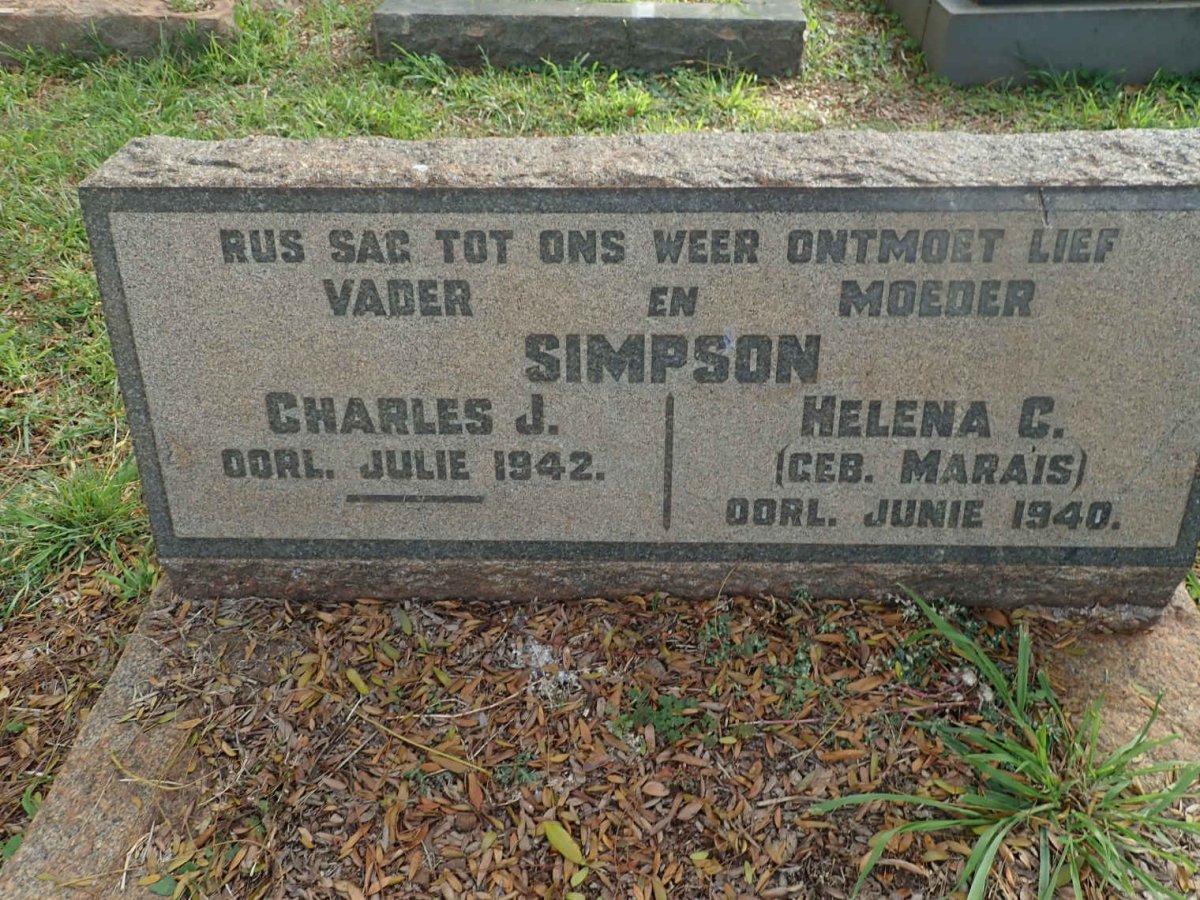 SIMPSON Charles J. -1942 &amp; Helena C. MARAIS -1940