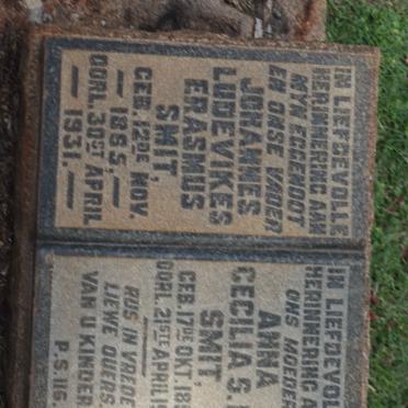 SMIT Johannes Ludevikes Erasmus 1865-1931 &amp; Anna Cecilia S.M. 1867-1957