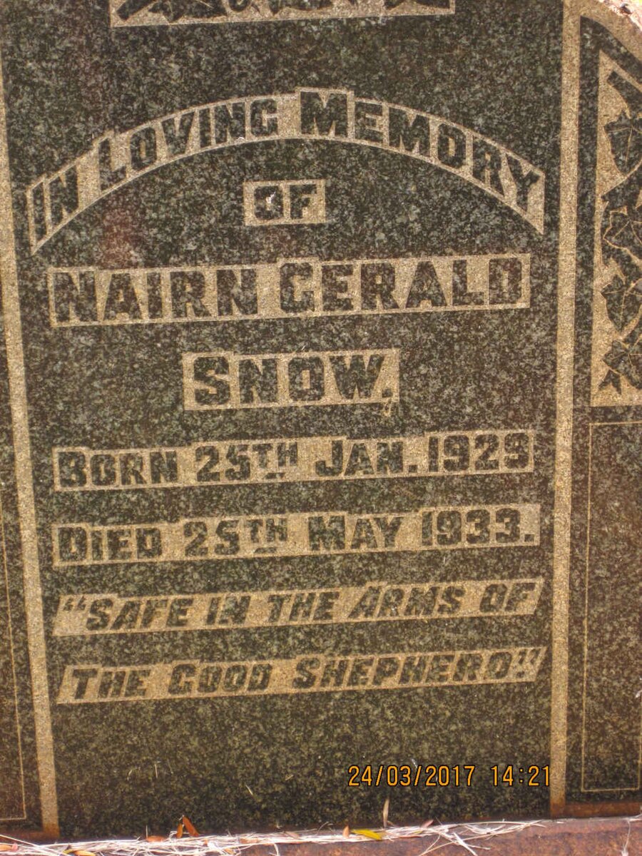 SNOW Nairn Gerald 1929-1933