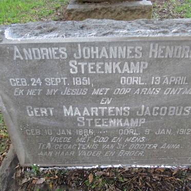STEENKAMP Andries Johannes Hendrik 1851-1911 :: STEENKAMP Gert Maarten Jacobus 1886-1912
