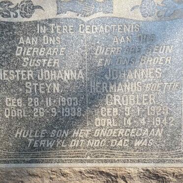 STEYN Hester Johanna 1903-1938 :: GROBLER Johannes Hermanus 1929-1942