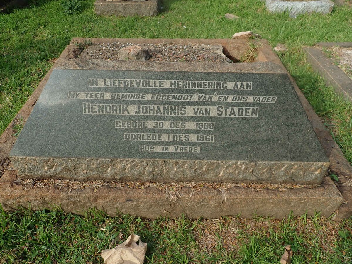 STADEN Hendrik Johannis, van 1886-1961