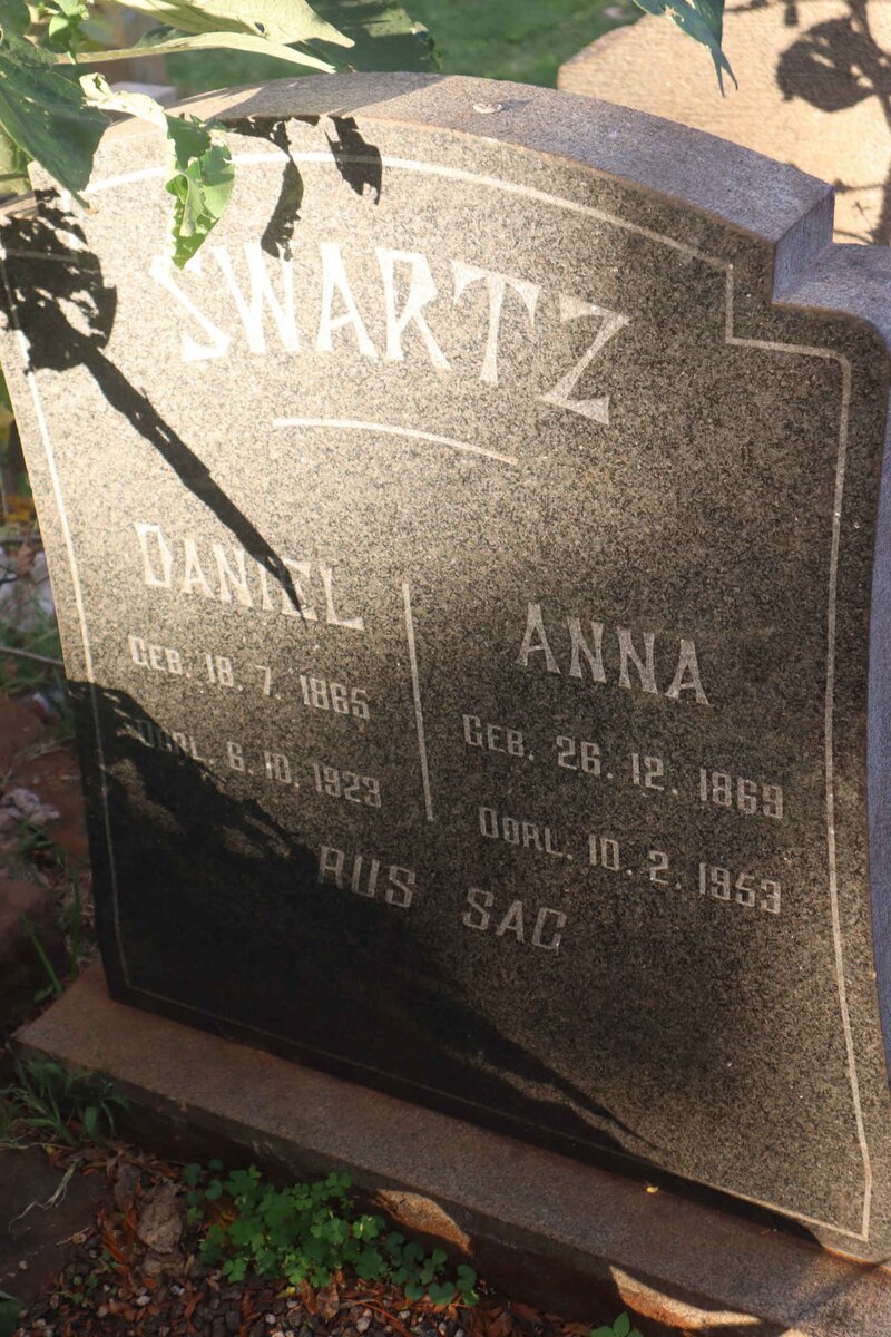 SWARTZ Daniel 1865-1923 &amp; Anna 1869-1953