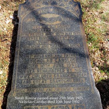 SYMONS Nicholas Carolus -1952 &amp; Sarah Rosina -1925