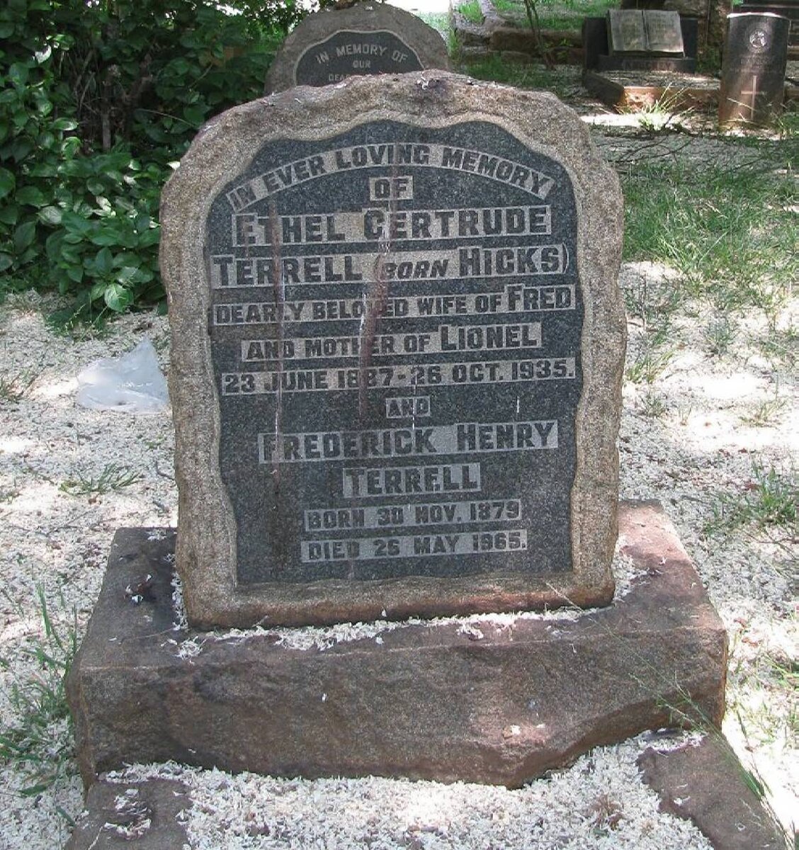 TERRELL Frederick Henry 1879-1965 &amp; Ethel Gertrude HICKS 1887-1935