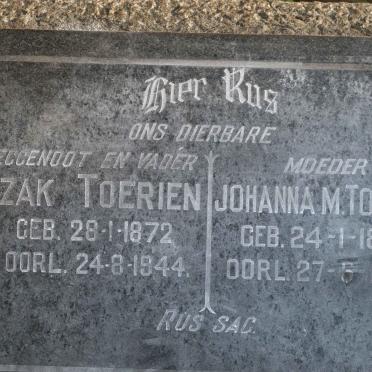 TOERIEN Izak 1872-1944 &amp; Johanna M. 1877-1957