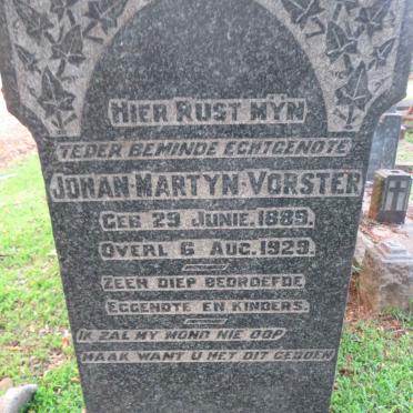 VORSTER Johan Martyn 1889-1929