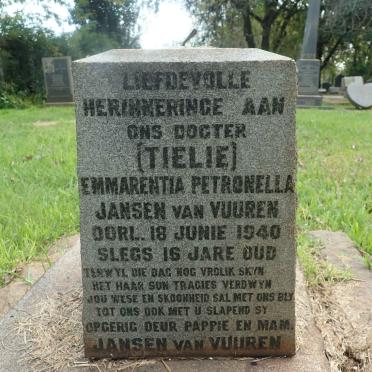 VUUREN Emmarentia Petronella, Jansen van -1940