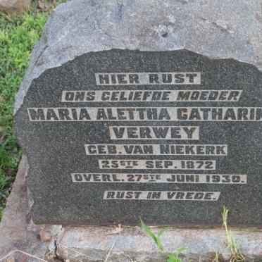 VERWEY Maria Alettha Catharina nee van NIEKERK 1872-1930