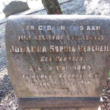 VERCUEIL Johanna Sophia nee VERSTER 1849-1918