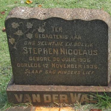 WALT Stephen Nicolaus, van der 1935-1935