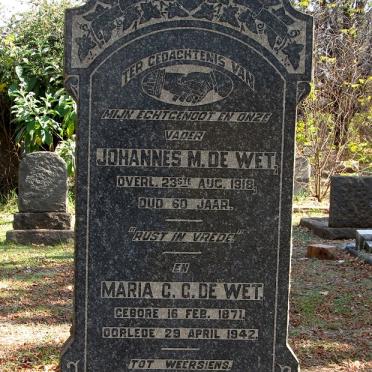 WET Johannes M., de -1918 &amp; Maria C.C. 1871-1942