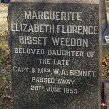 WEEDON Marguerite Elizabeth Florence Bisset nee BENNET -1955