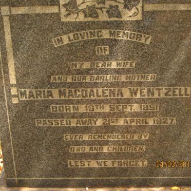 WENTZELL Maria Magdalena 1891-1927