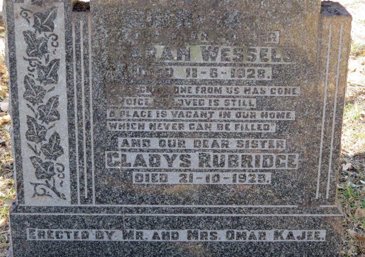 WESSELS Sarah -1928 :: RUBRIDGE Gladys -1929