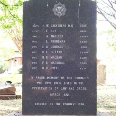 09. Memorial -  Transvaal Scottish Regiment - Rand Revolt - March 1922