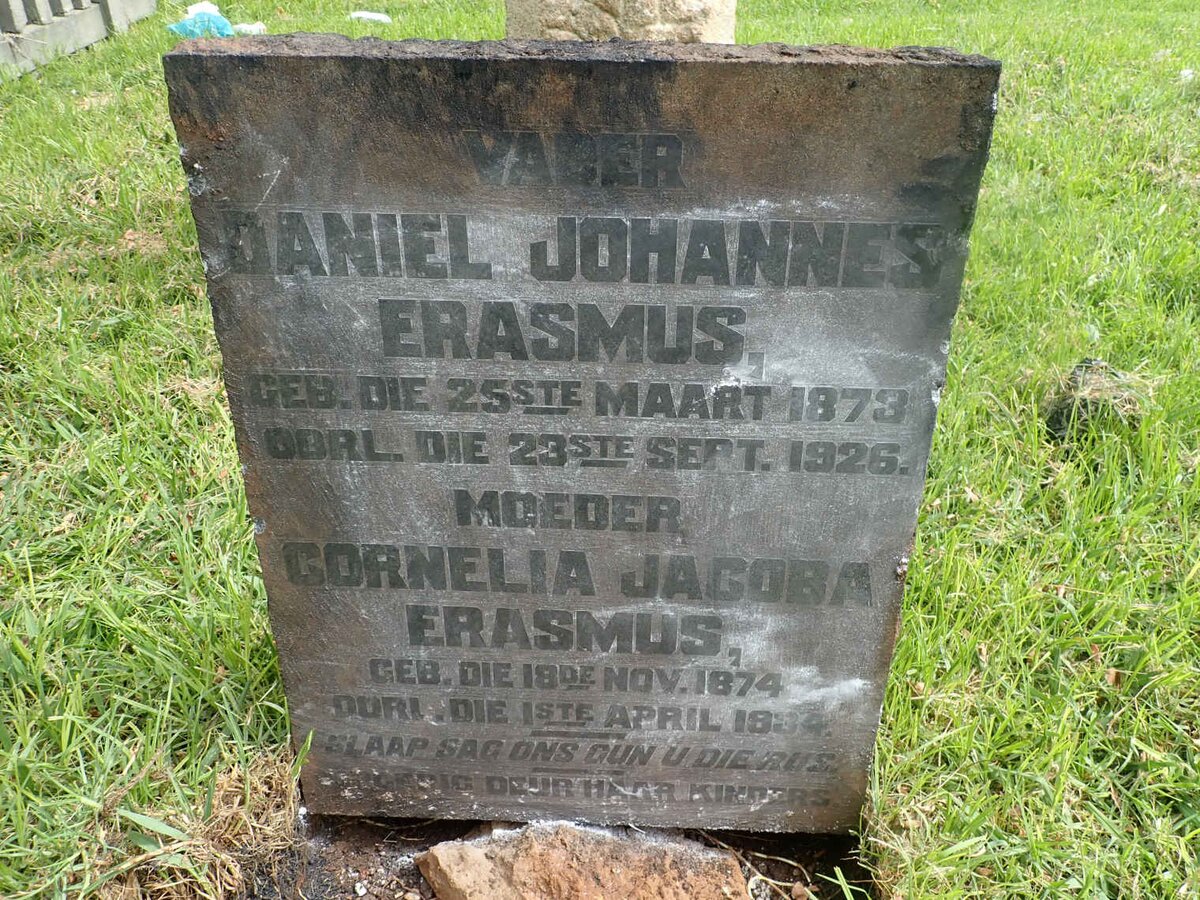 ERASMUS Daniel Johannes 1873-1926 &amp; Cornelia Jacoba 1874-1934