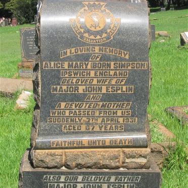 ESPLIN John -1947 &amp; Alice Mary SIMPSON -1931