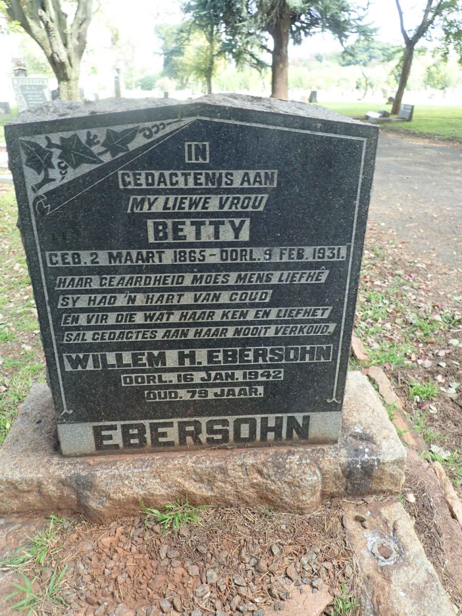 EBERSOHN Willem H. -1942 &amp; Betty 1865-1931
