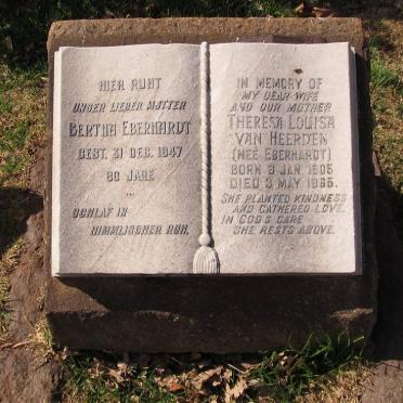 EBERHARDT Bertha -1947 :: VAN HEERDEN Theresa Louisa nee EBERHARDT 1905-1965