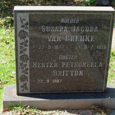 GRUENE Susara Jacoba, van 1877-1928 :: BRITTON Hester Petronella 1907-