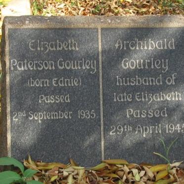 GOURLEY Archibald -1945 &amp; Elizabeth Paterson EDNIE -1935