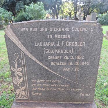 GROBLER Zacharia J.F. nee KRUGER 1927-1949