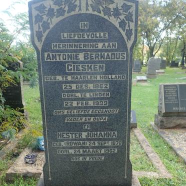 GIESKEN Antonie Bernadus 1862-1939 &amp; Hester Johanna ROWAN 1878-1962