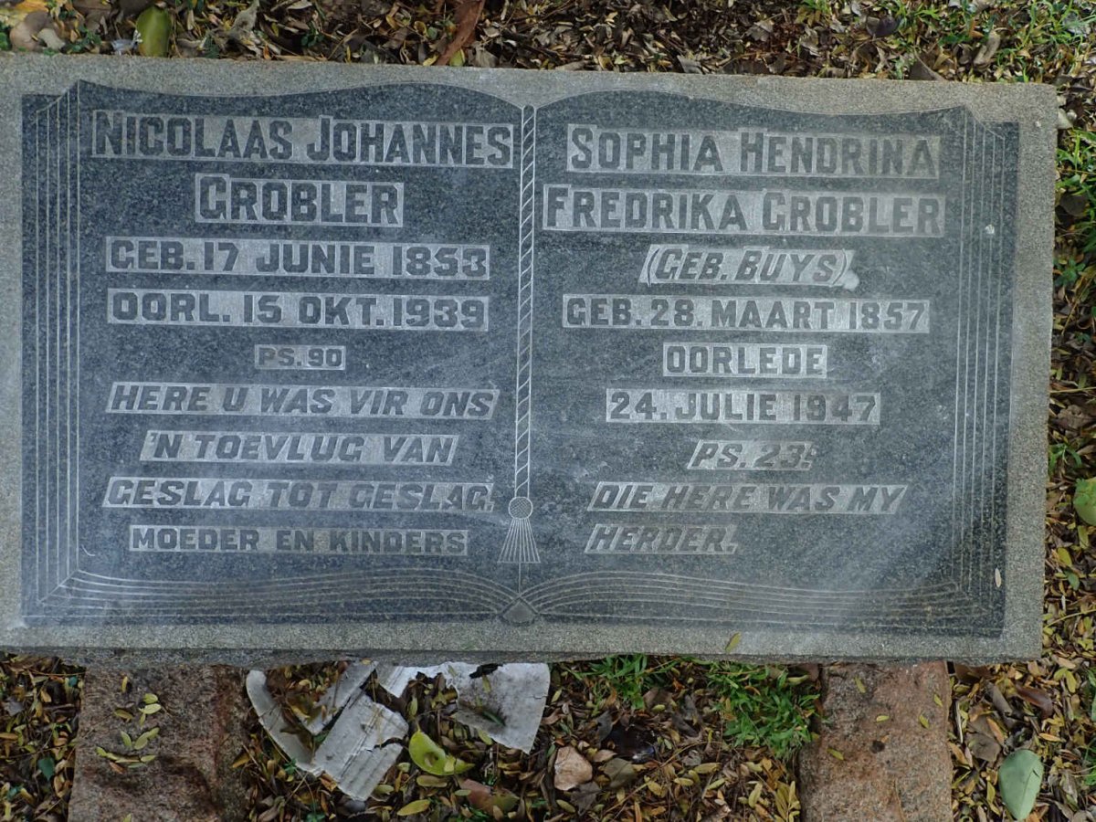 GROBLER Nicolaas Johannes 1853-1939 &amp; Sophia Hendrina Fredrika BUYS 1857-1947