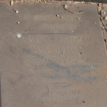 GROBLER Francina Hendrina Magdalena nee DU PLESSIS 1906-1976