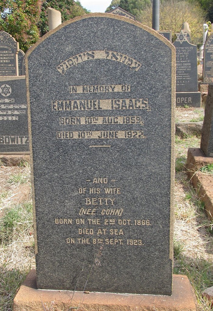 ISAACS Emmanuel 1859-1922 &amp; Betty COHN 1866-1923