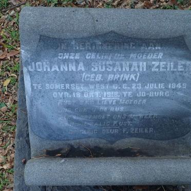 ZEILER Johanna Susanah nee BRINK 1849-1918