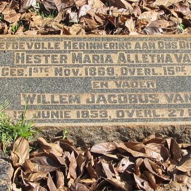 ZYL Willem Jacobus, van 1853-1933 &amp; Hester Maria Alletha 1869-1929