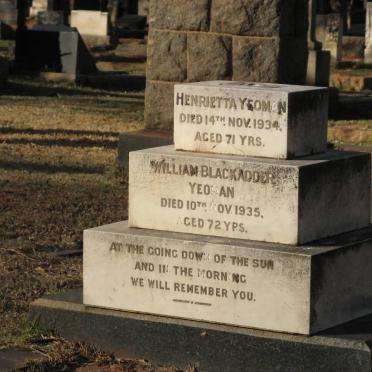 YEOMAN William Blackadder -1935 &amp; Henrietta -1934