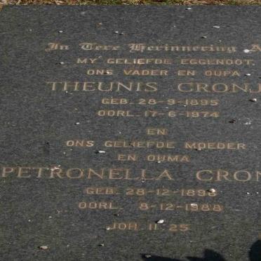 CRONJE Theunis 1895-1974 &amp; Petronella 1896-1988