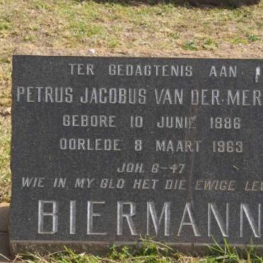 BIERMANN Petrus Jacobus van der Merwe 1886-1963