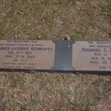 SCHWARTZ Johannes Jacobus 1863-1949 &amp; Susanna C. LE ROUX 1876-1963