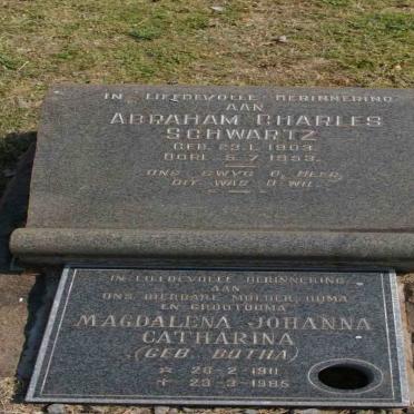 SCHWARTZ Abraham Charles 1903-1953 &amp; Magdalena Johanna Catharina BOTHA 1911-1985