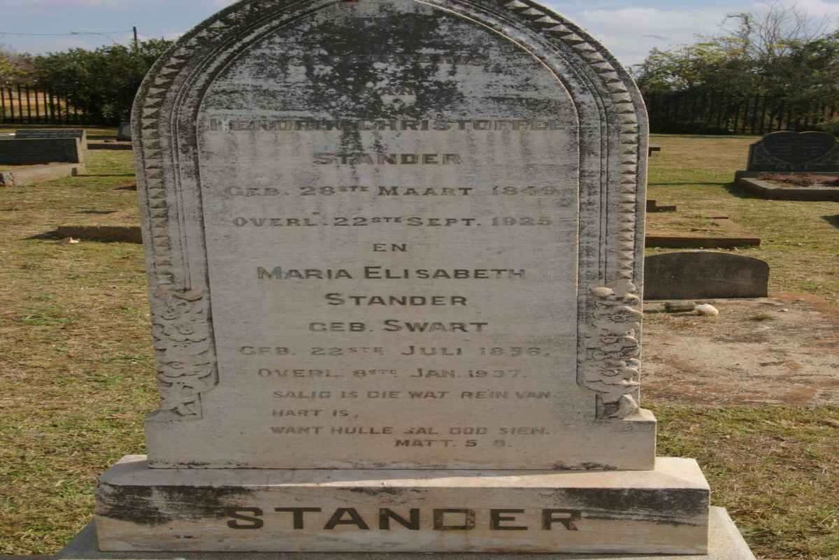 STANDER Hendrik Christoffel 1849-1925 &amp; Maria Elisabeth SWART 1856-1937