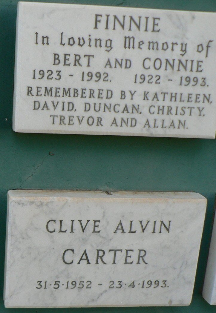 FINNIE Bert 1923-1993 &amp; Connie 1922-1993 :: CARTER Clive Alvin 1952-1993