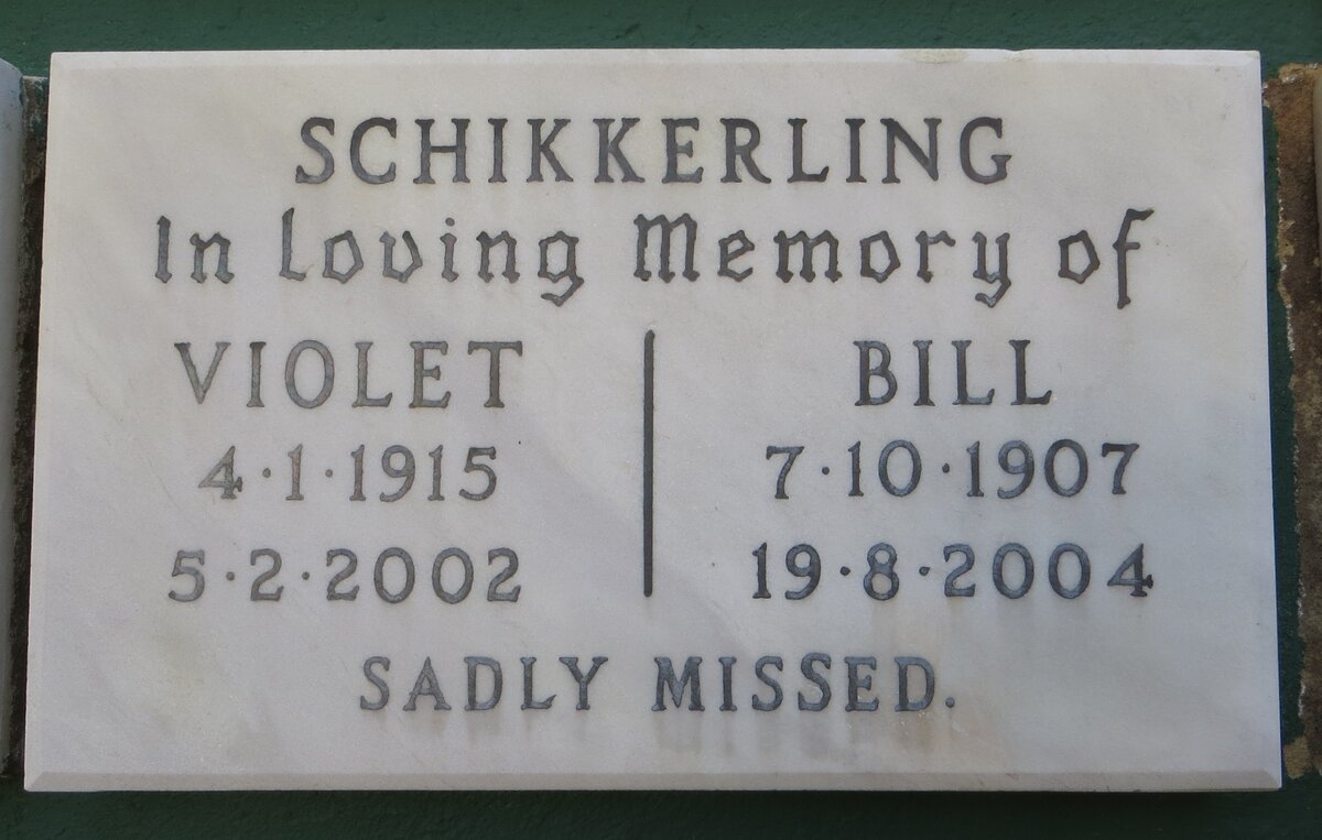 SCHIKKERLING Bill 1907-2004 &amp; Violet 1915-2002