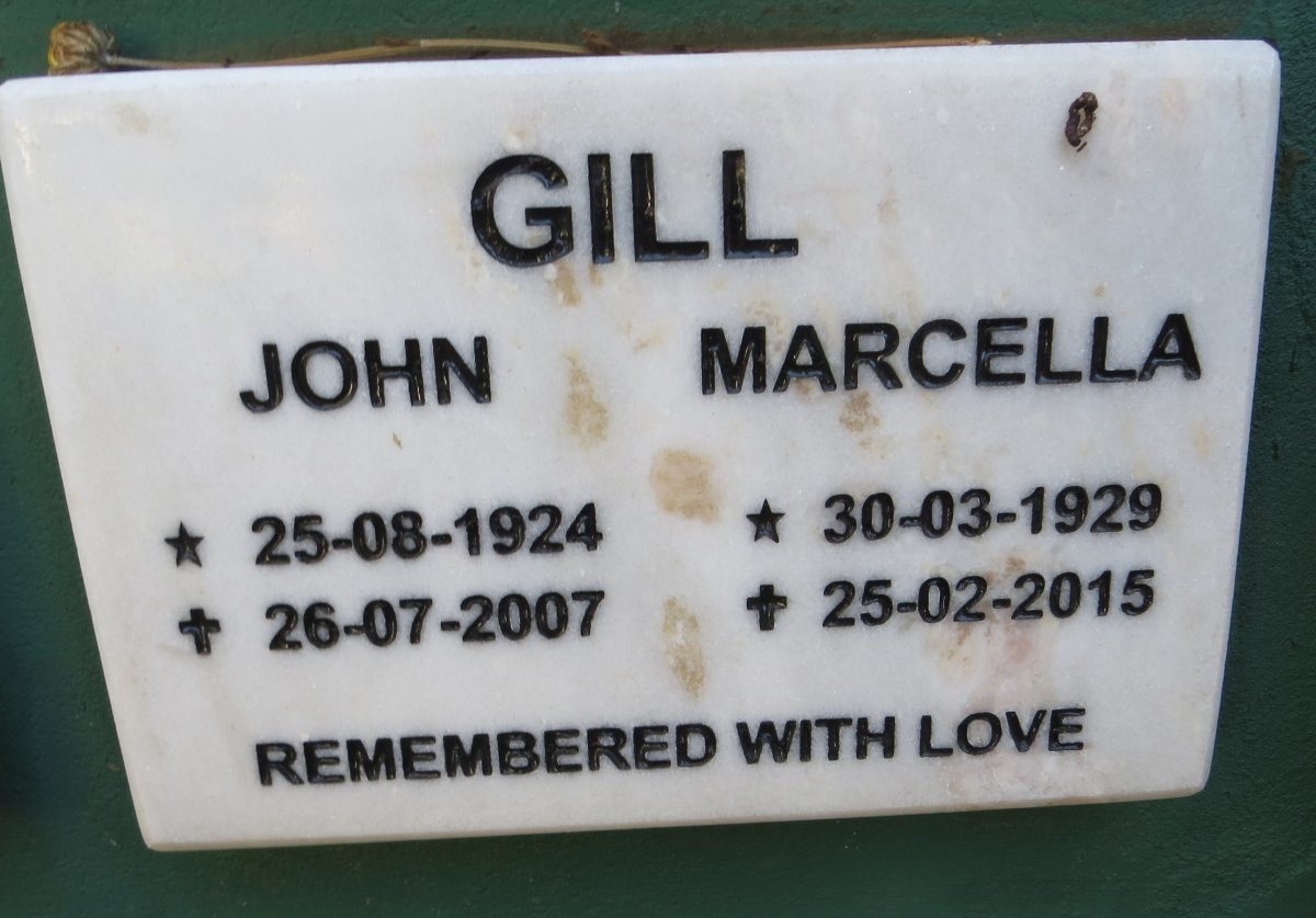 GILL John 1924-2007 &amp; Marcella 1929-2015