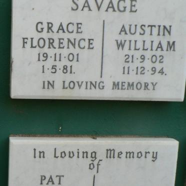 SAVAGE Austin William 1902-1994 &amp; Grace Florence 1901-1981 :: VIAL Pat 1925-1994