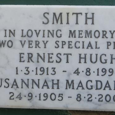 SMITH Ernest Hugh 1913-1990 &amp; Susannah Magdalena 1905-2005