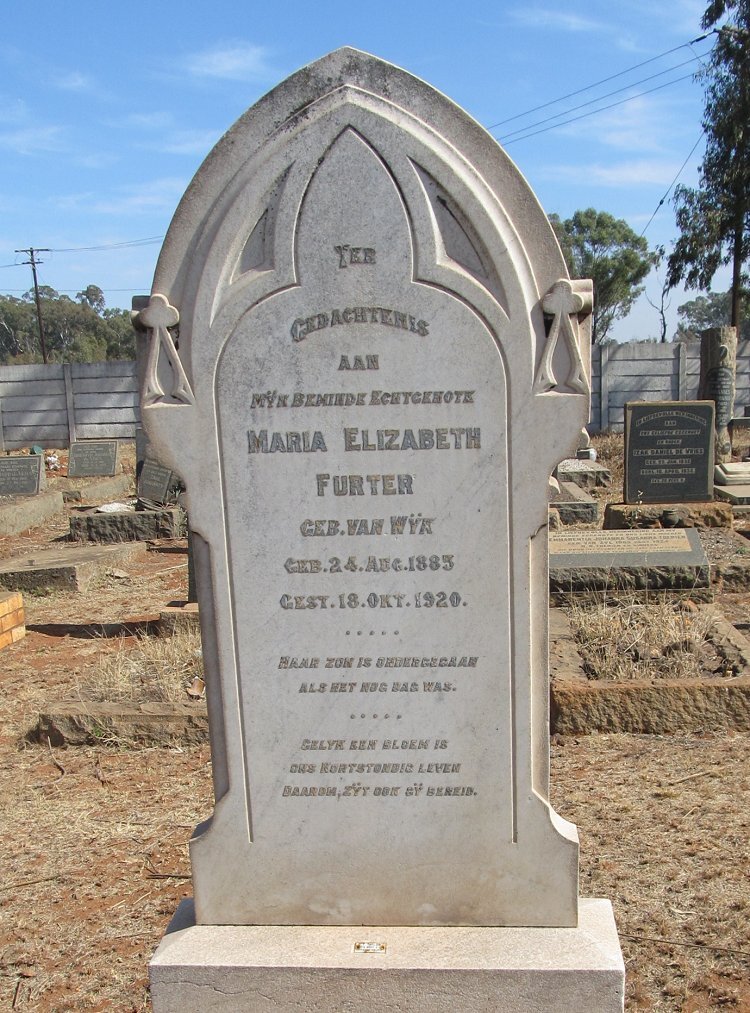 FURTER Maria Elizabeth nee VAN WYK 1883-1920