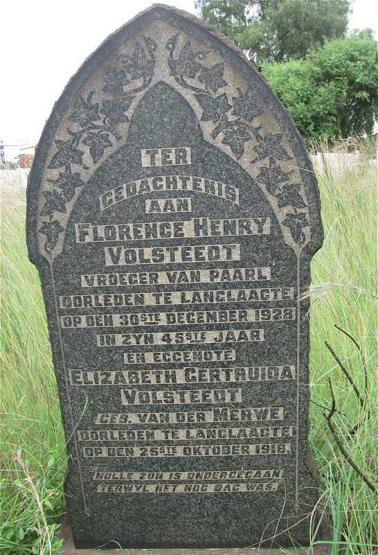 VOLSTEEDT Florence Henry -1928 &amp; Elizabeth Gertruida VAN DER MERWE -1918